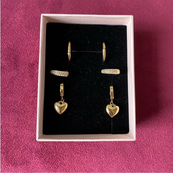 3 Pairs 14k Gold Plated Earrings - Picture 1 of 6